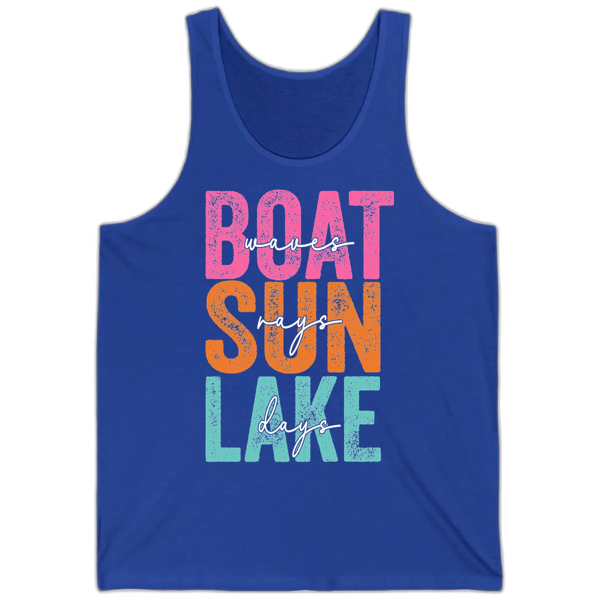 Boat Waves Sun Lake Days Tank in True Royal