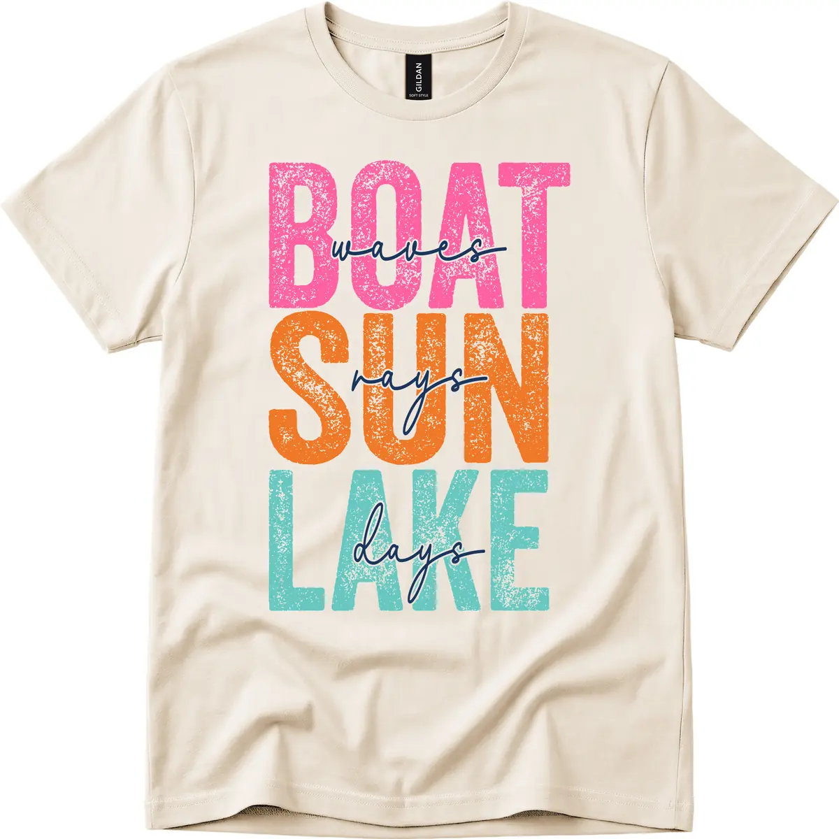 Boat Waves Sun Lake Days T-Shirt in Natural