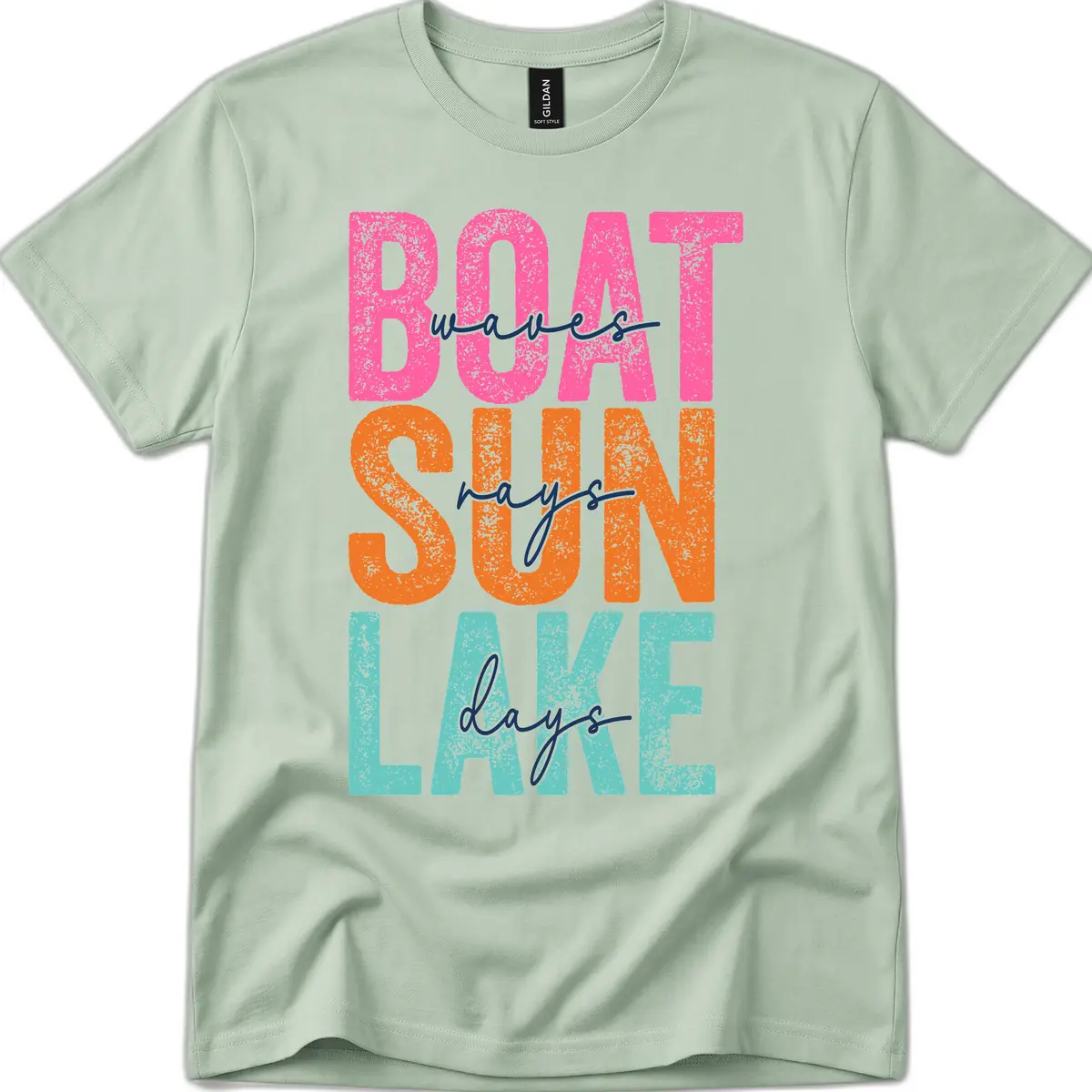 Boat Waves Sun Lake Days T-Shirt in Sage