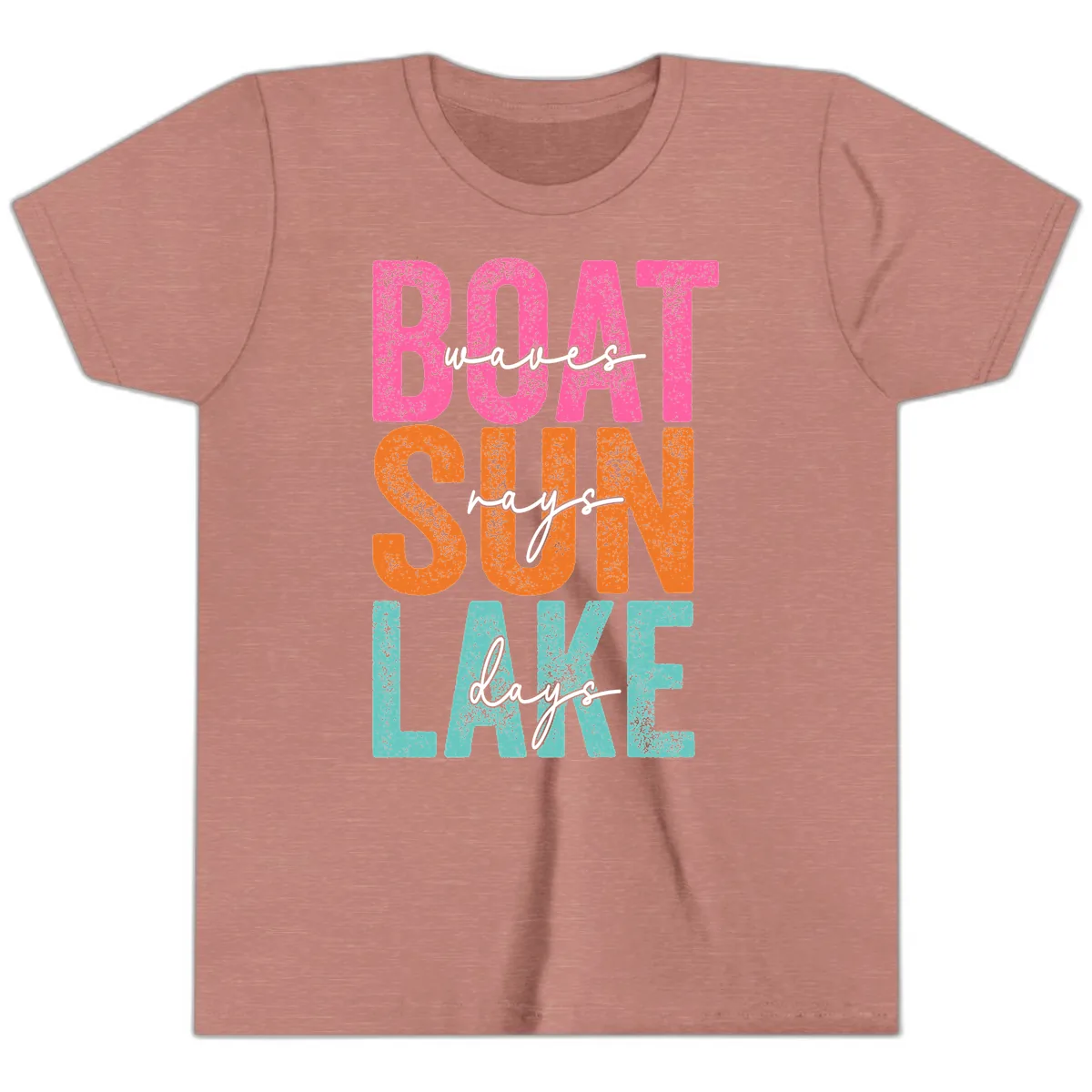 Boat Waves Sun Lake Days Youth T-Shirt in Heather Mauve