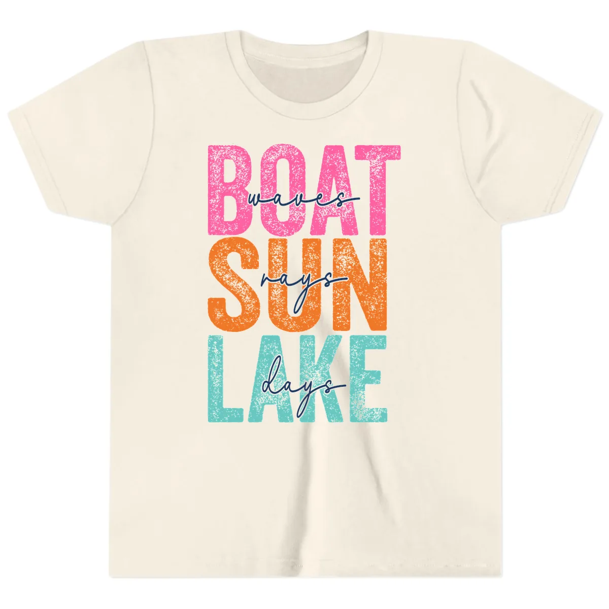 Boat Waves Sun Lake Days Youth T-Shirt in Natural