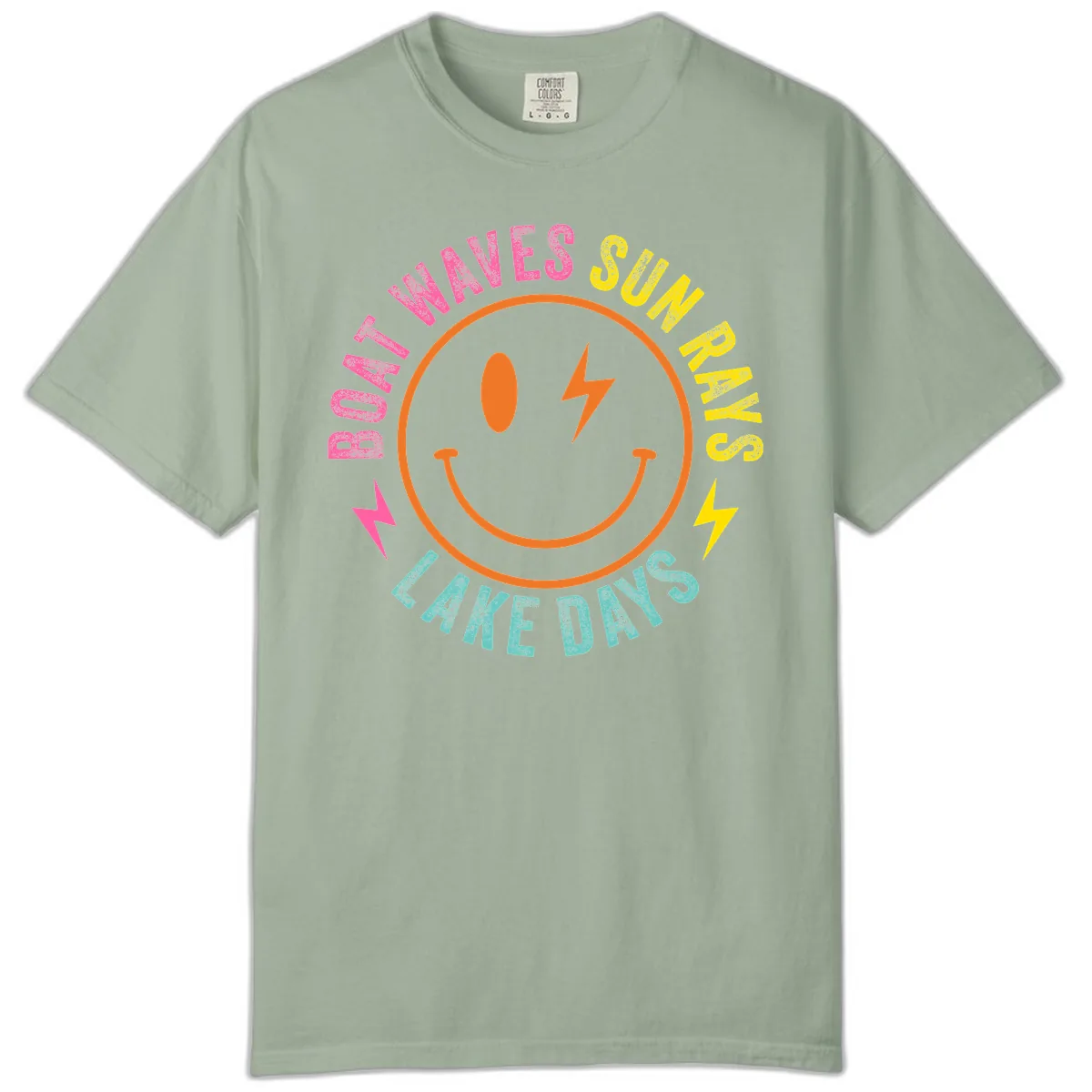 Smiley Face Lake Life Vibes Comfort Color in Bay