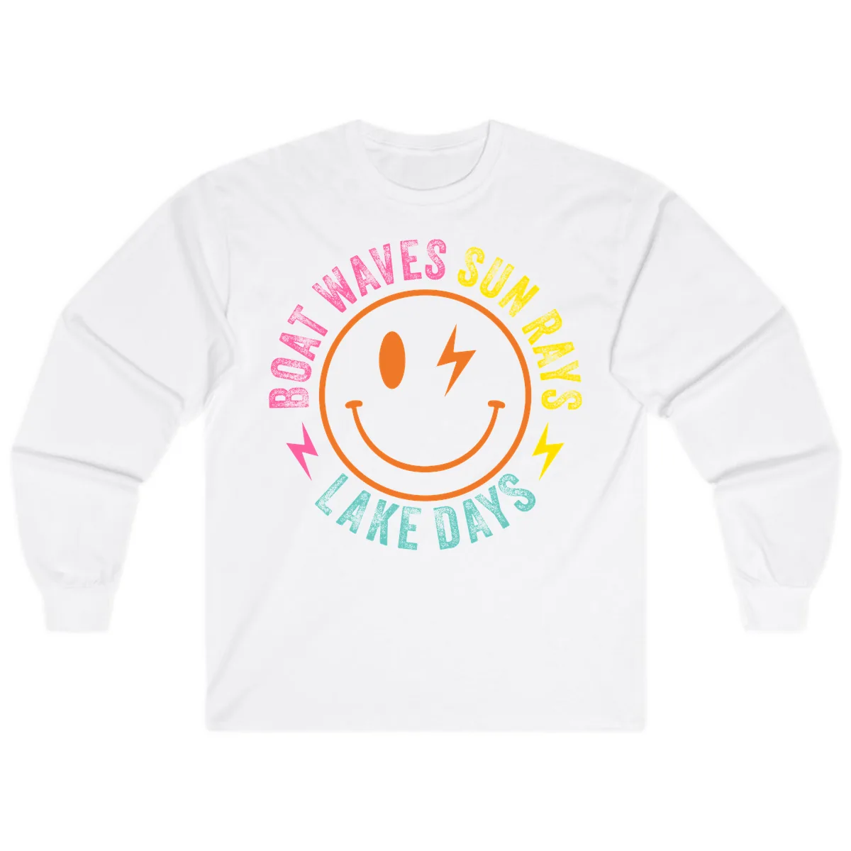 Smiley Face Lake Life Vibes Long Sleeve in White
