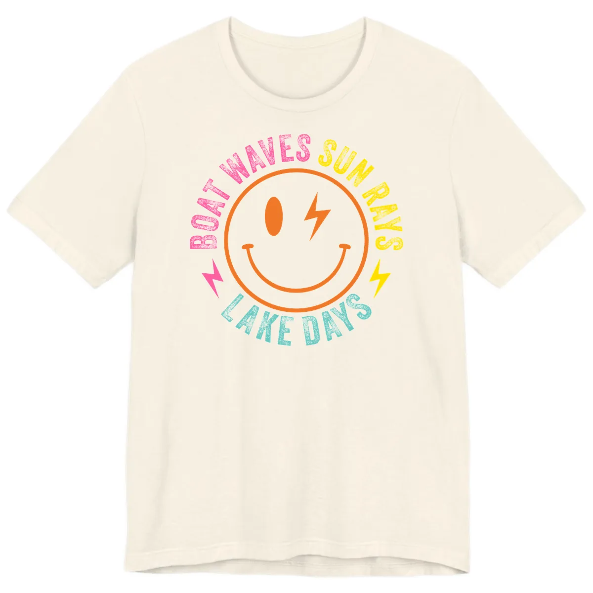 Smiley Face Lake Life Vibes Premium T-Shirt in Natural