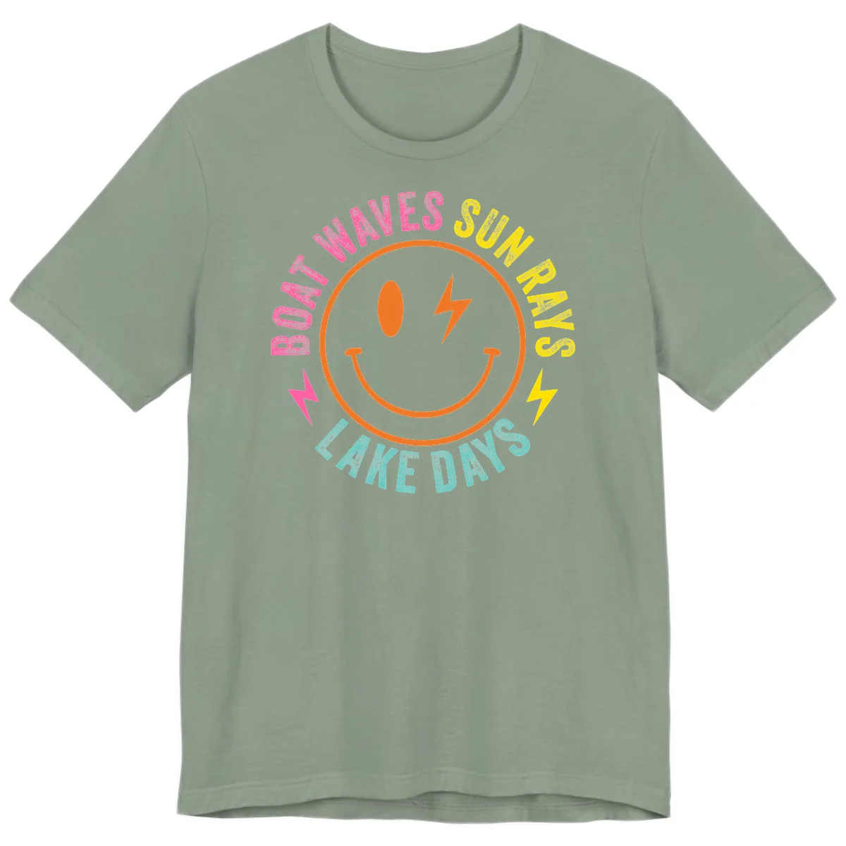 Smiley Face Lake Life Vibes Premium T-Shirt in Sage