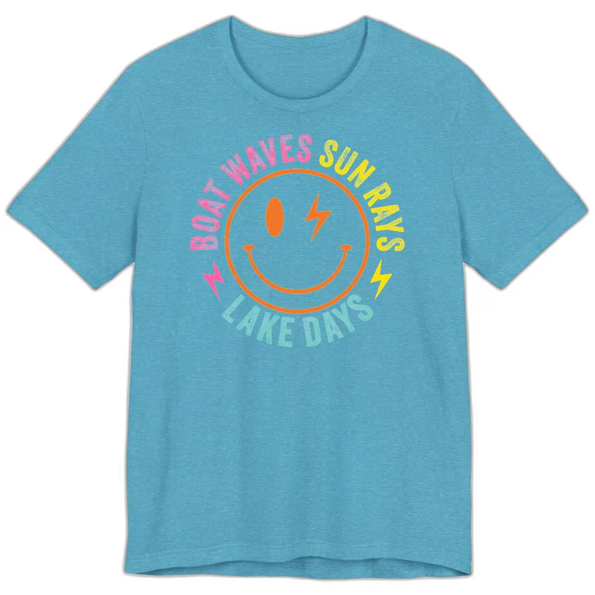 Smiley Face Lake Life Vibes Premium T-Shirt in Heather Aqua