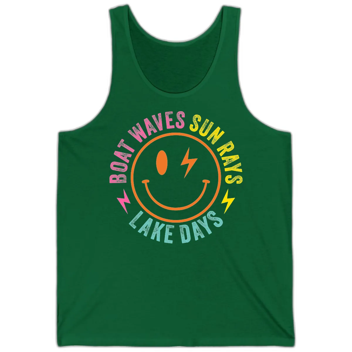 Smiley Face Lake Life Vibes Tank in Kelly