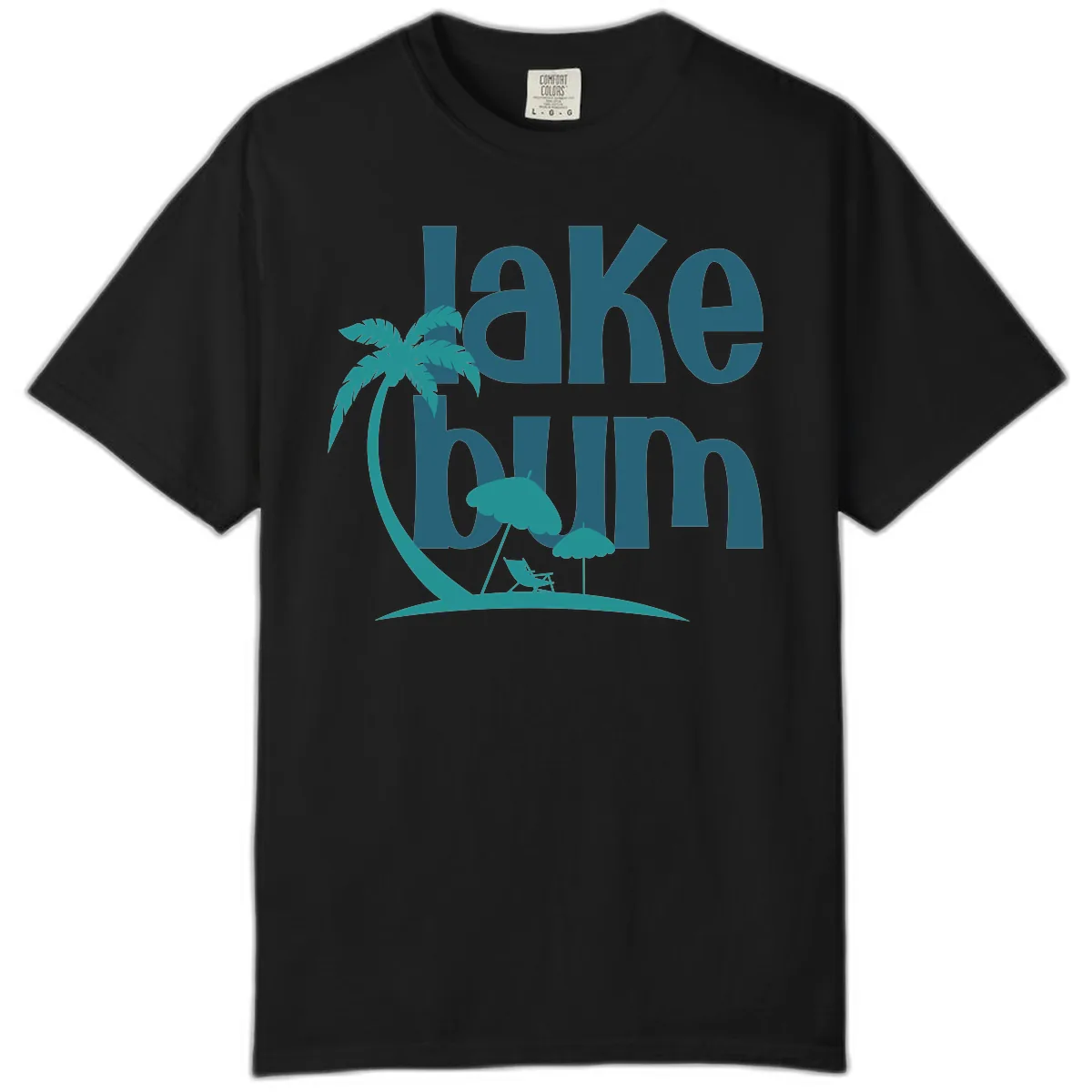 Lake Bum Palm Tree Scene Comfort Color in Black