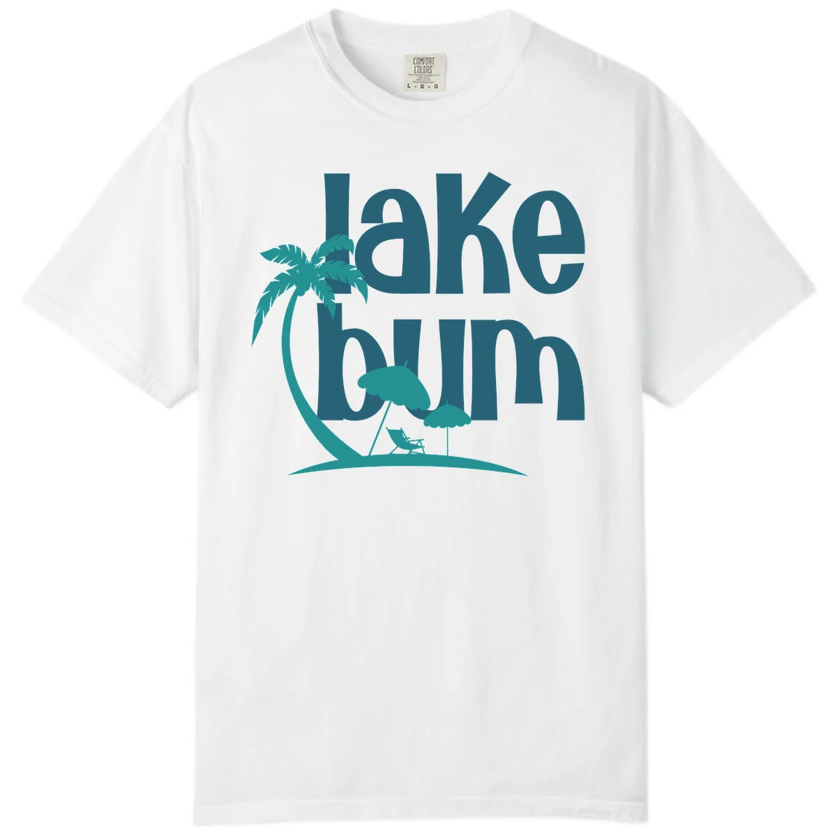 Lake Bum Palm Tree Scene Comfort Color in White