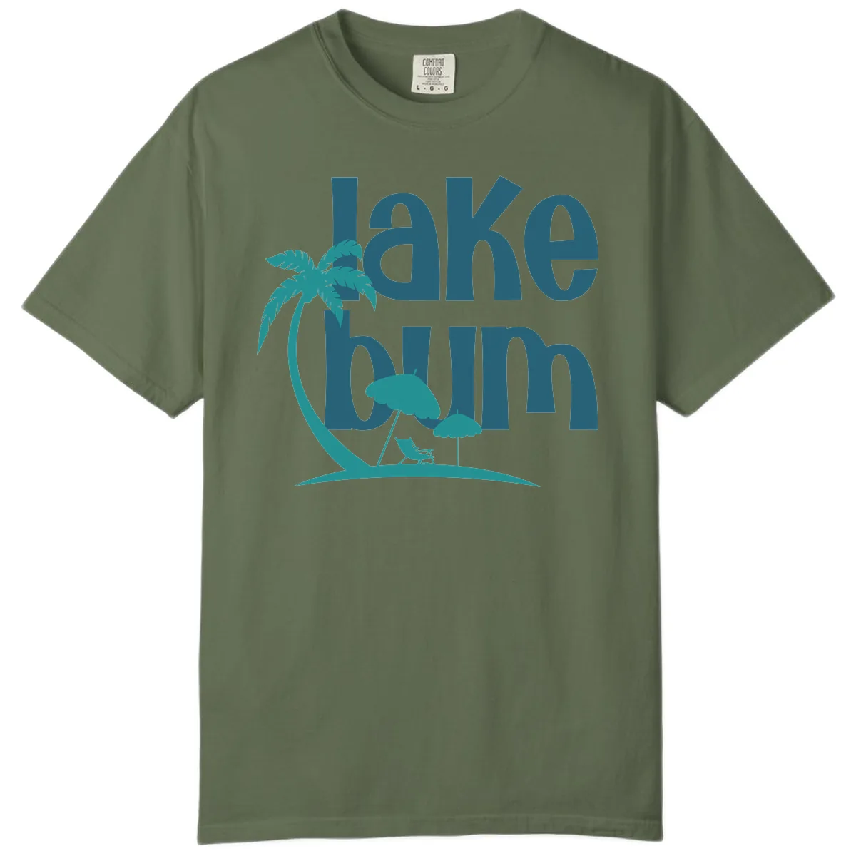 Lake Bum Palm Tree Scene Comfort Color in Sage