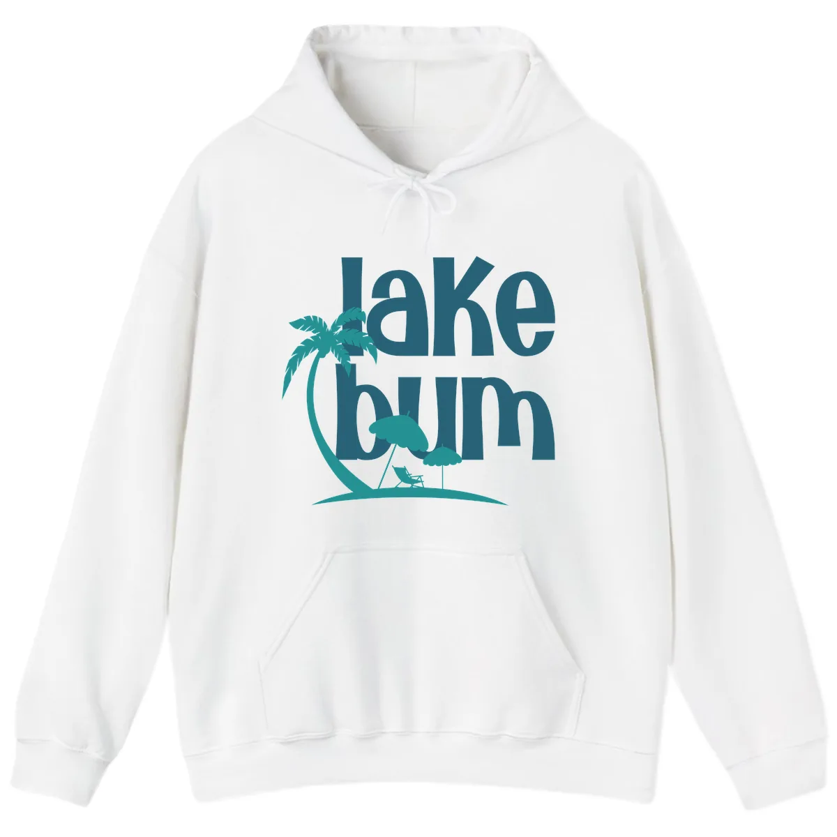 Lake Bum Palm Tree Scene Hoodie in White
