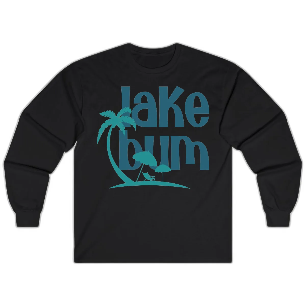 Lake Bum Palm Tree Scene Long Sleeve in Black