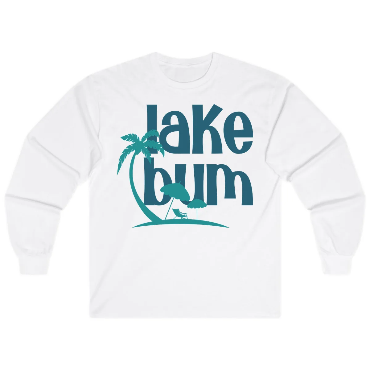 Lake Bum Palm Tree Scene Long Sleeve in White
