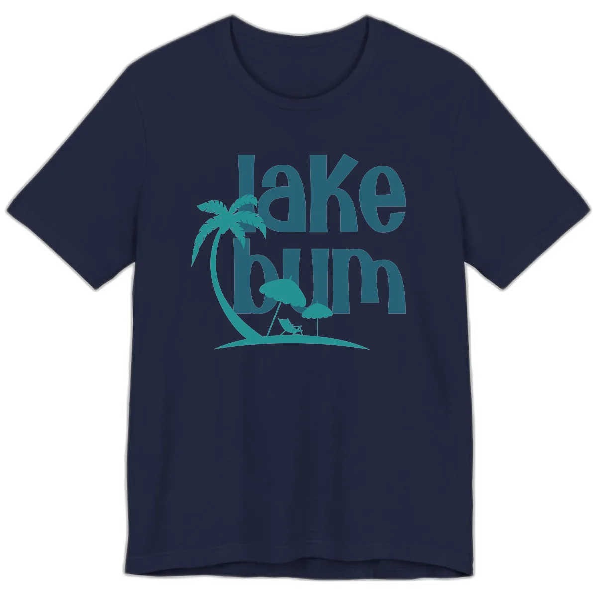 Lake Bum Palm Tree Scene Premium T-Shirt in Navy