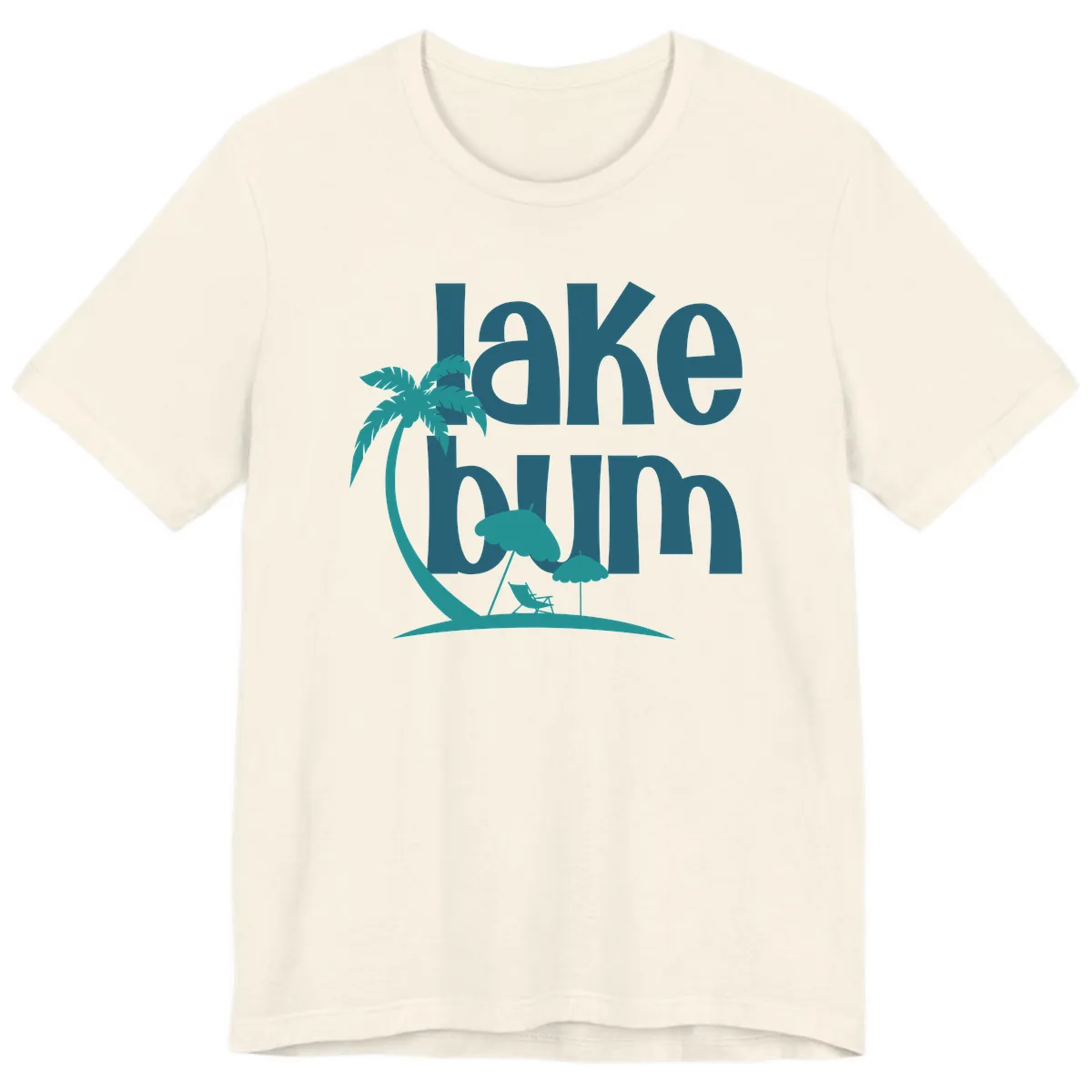 Lake Bum Palm Tree Scene Premium T-Shirt in Natural