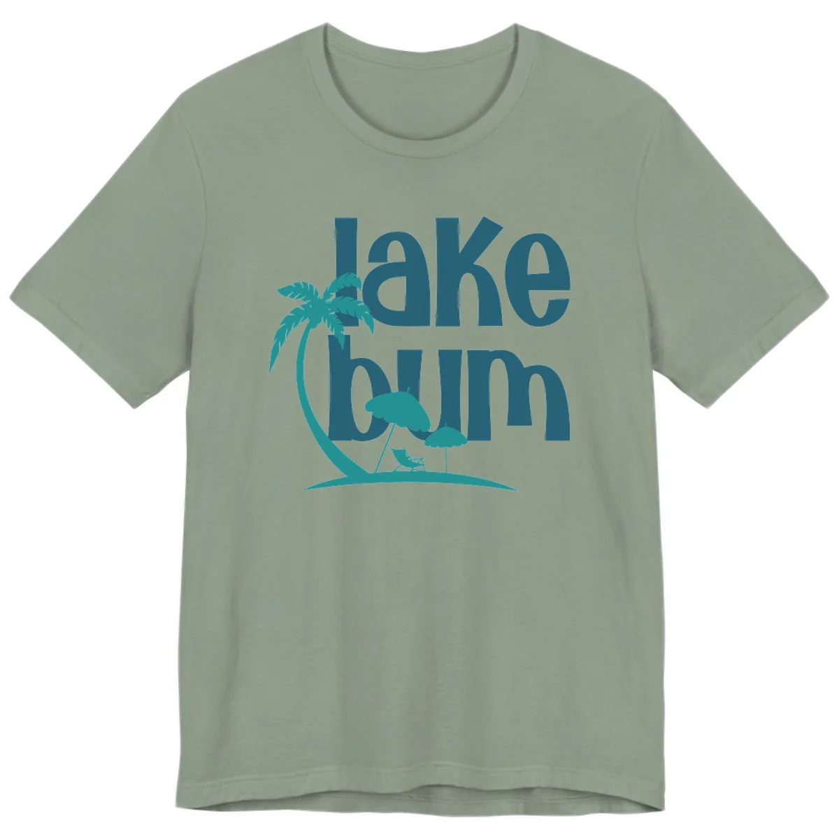Lake Bum Palm Tree Scene Premium T-Shirt in Sage