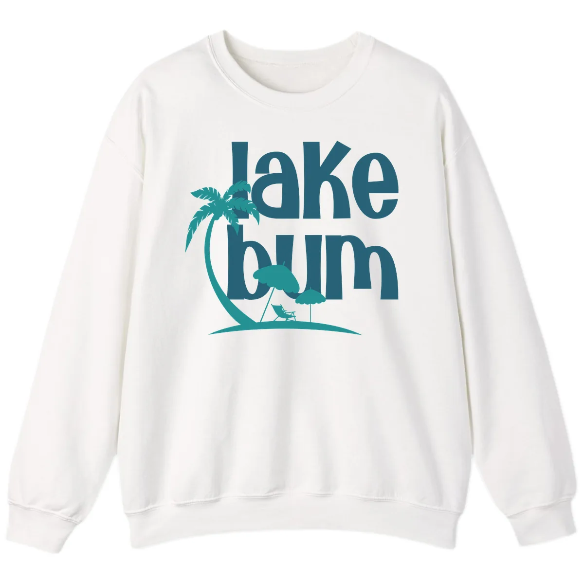 Lake Bum Palm Tree Scene Sweatshirt in White