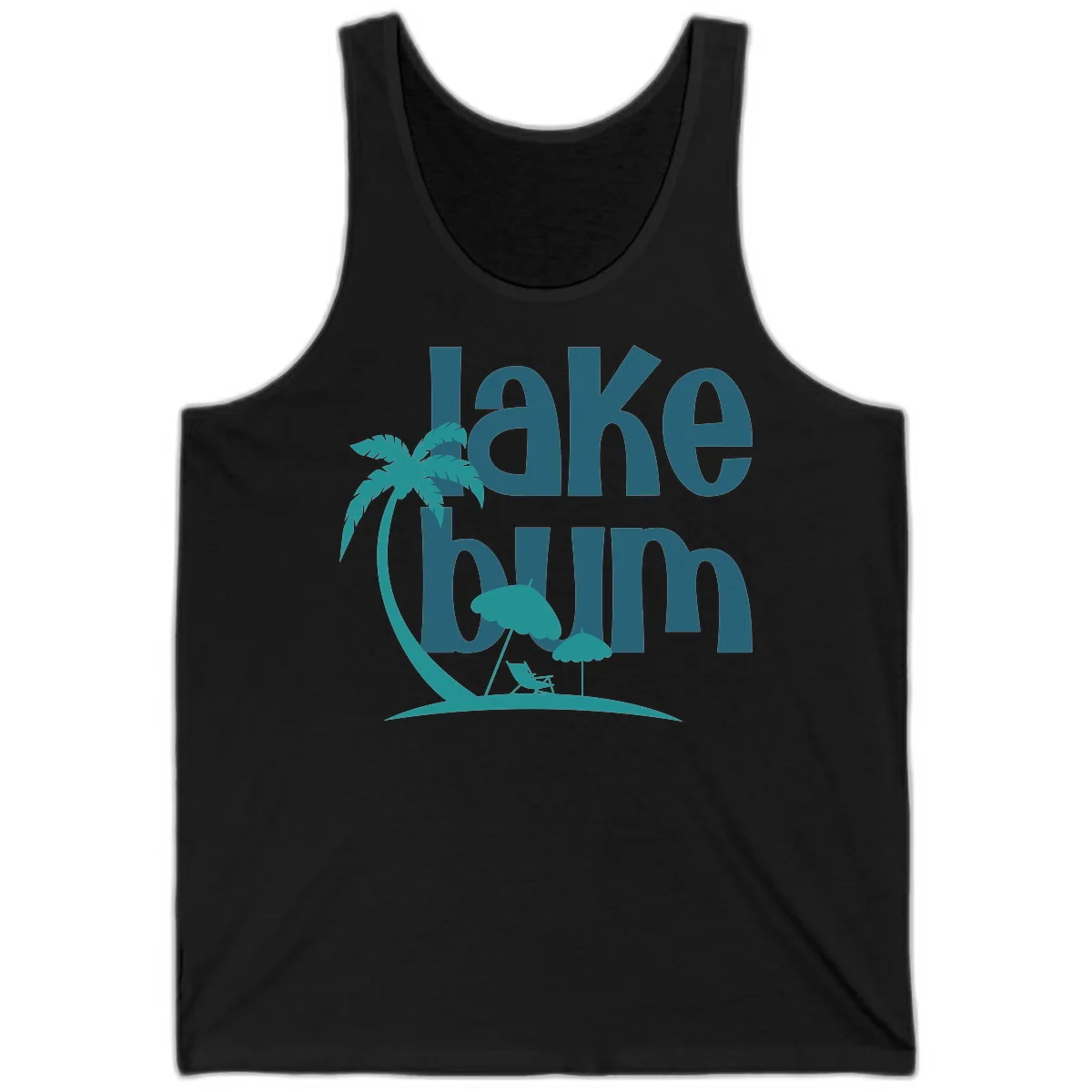 Lake Bum Palm Tree Scene Tank in Black
