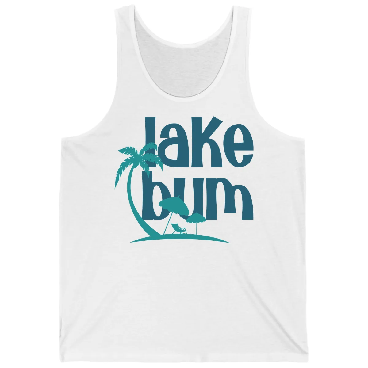 Lake Bum Palm Tree Scene Tank in White