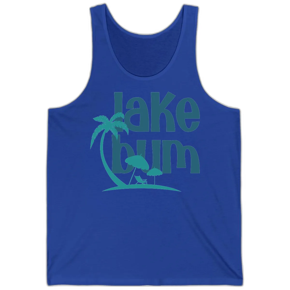 Lake Bum Palm Tree Scene Tank in True Royal