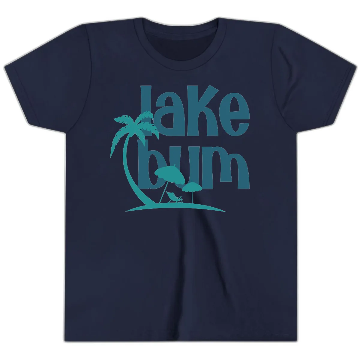 Lake Bum Palm Tree Scene Youth T-Shirt in Navy