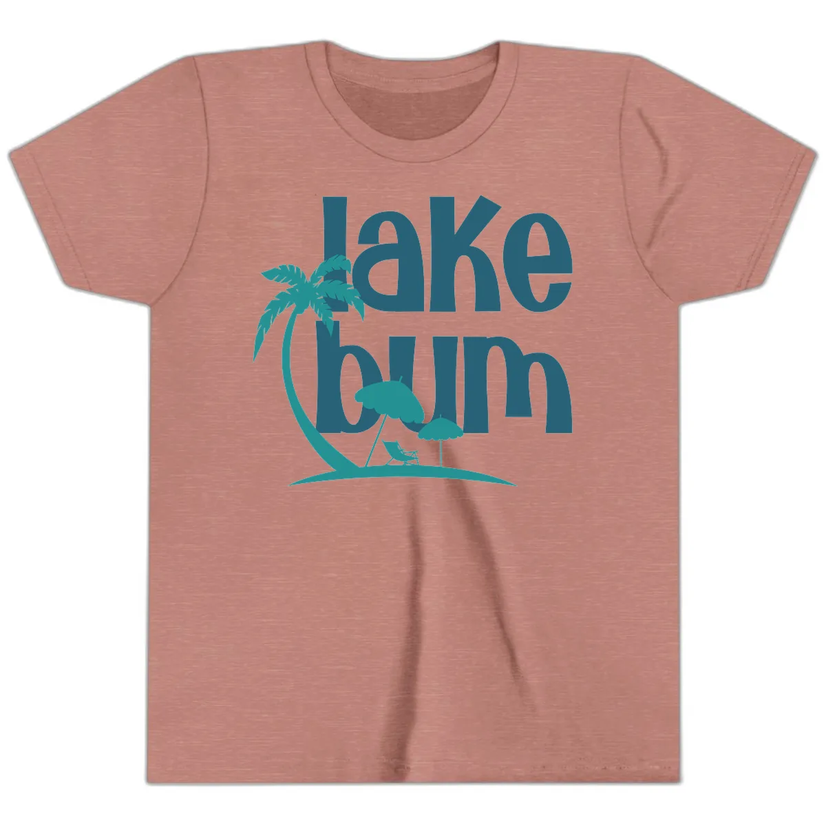 Lake Bum Palm Tree Scene Youth T-Shirt in Heather Mauve