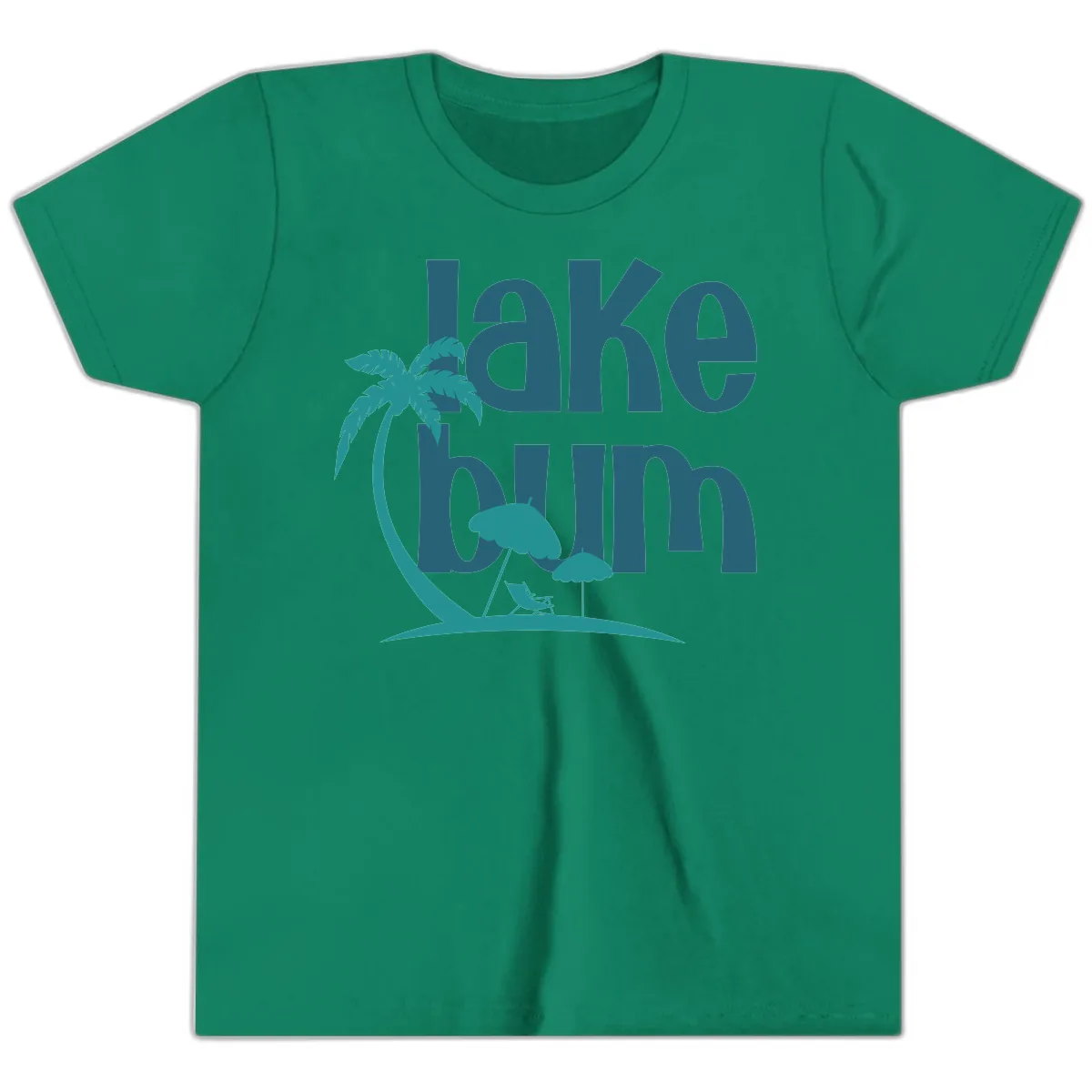 Lake Bum Palm Tree Scene Youth T-Shirt in Kelly