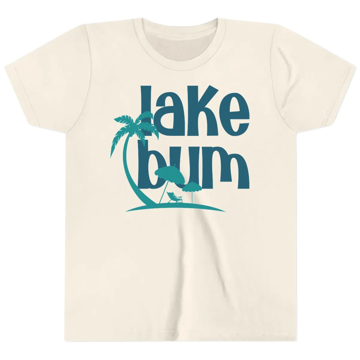 Lake Bum Palm Tree Scene Youth T-Shirt in Natural