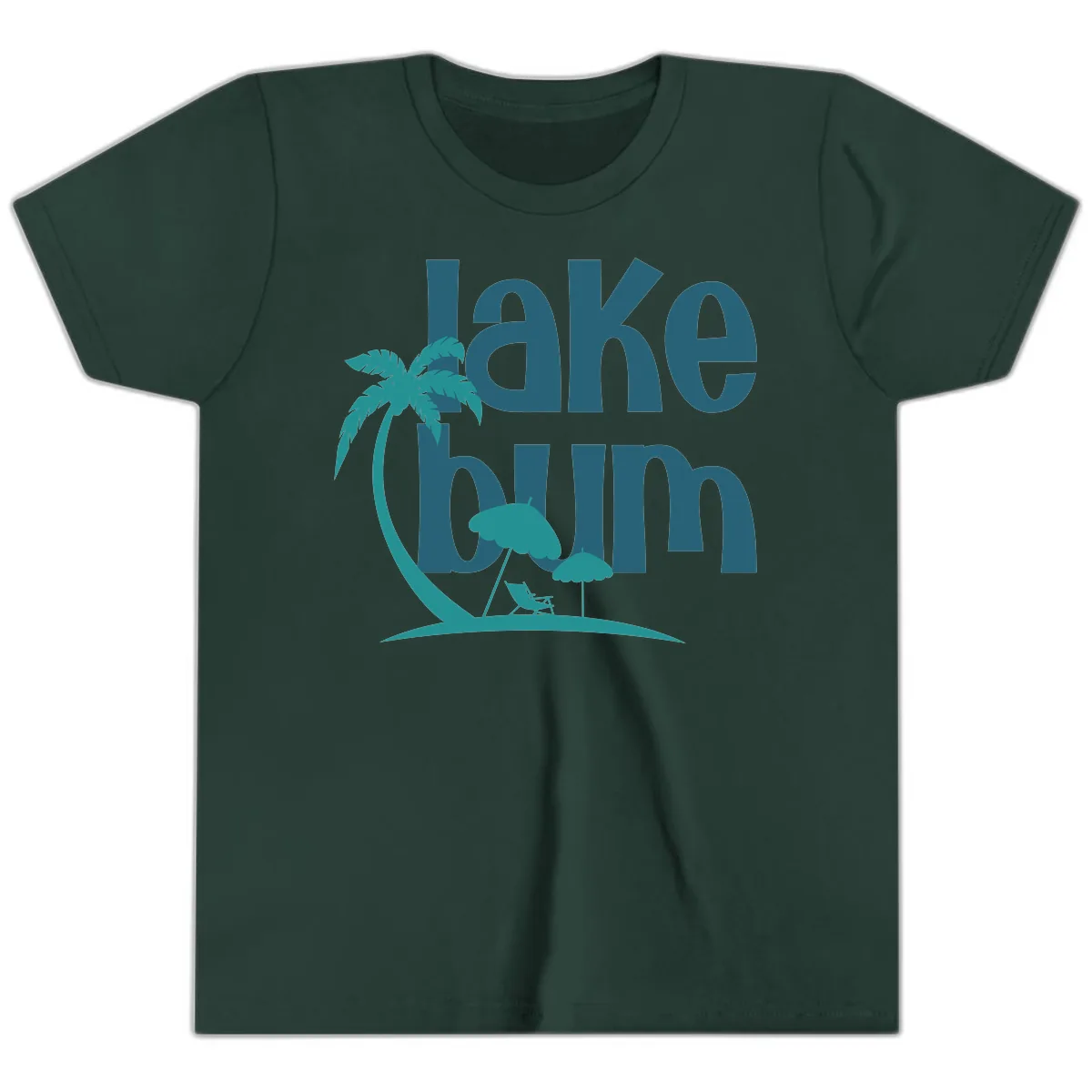 Lake Bum Palm Tree Scene Youth T-Shirt in Forest