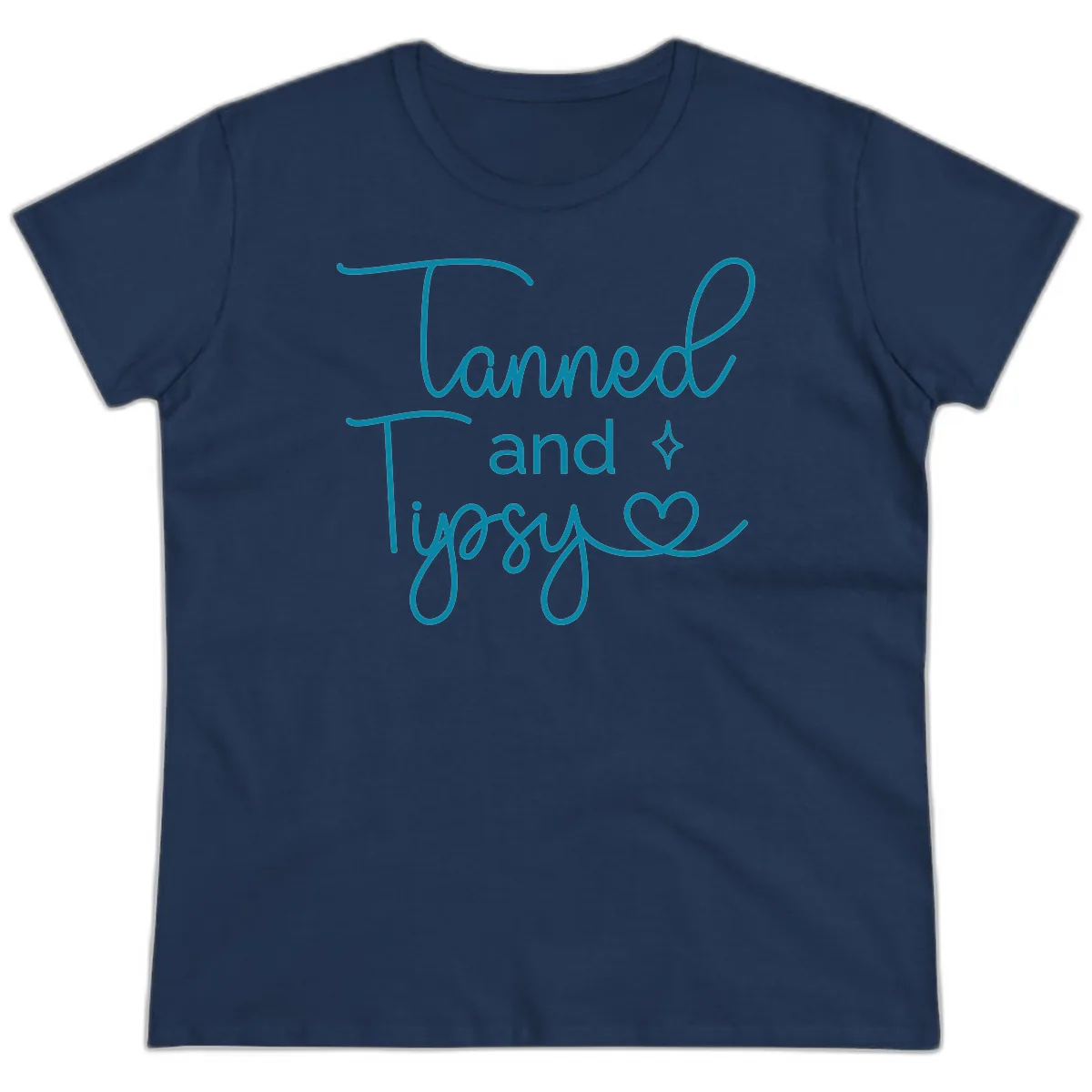 Tanned and Tipsy Lake Vibes Ladies Tee in Navy