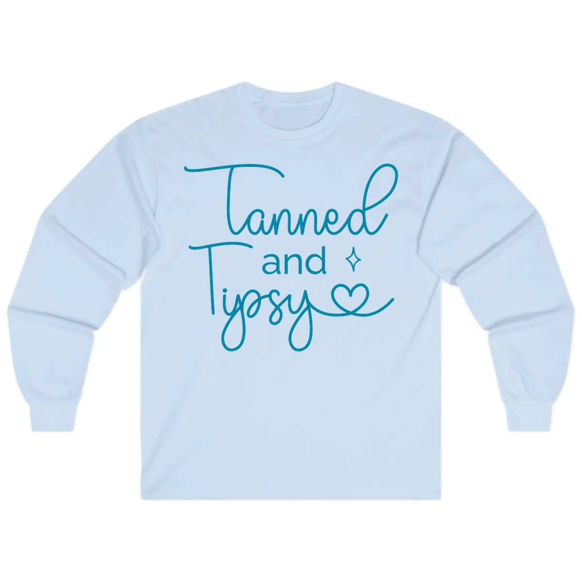 Tanned and Tipsy Lake Vibes Long Sleeve in Light Blue