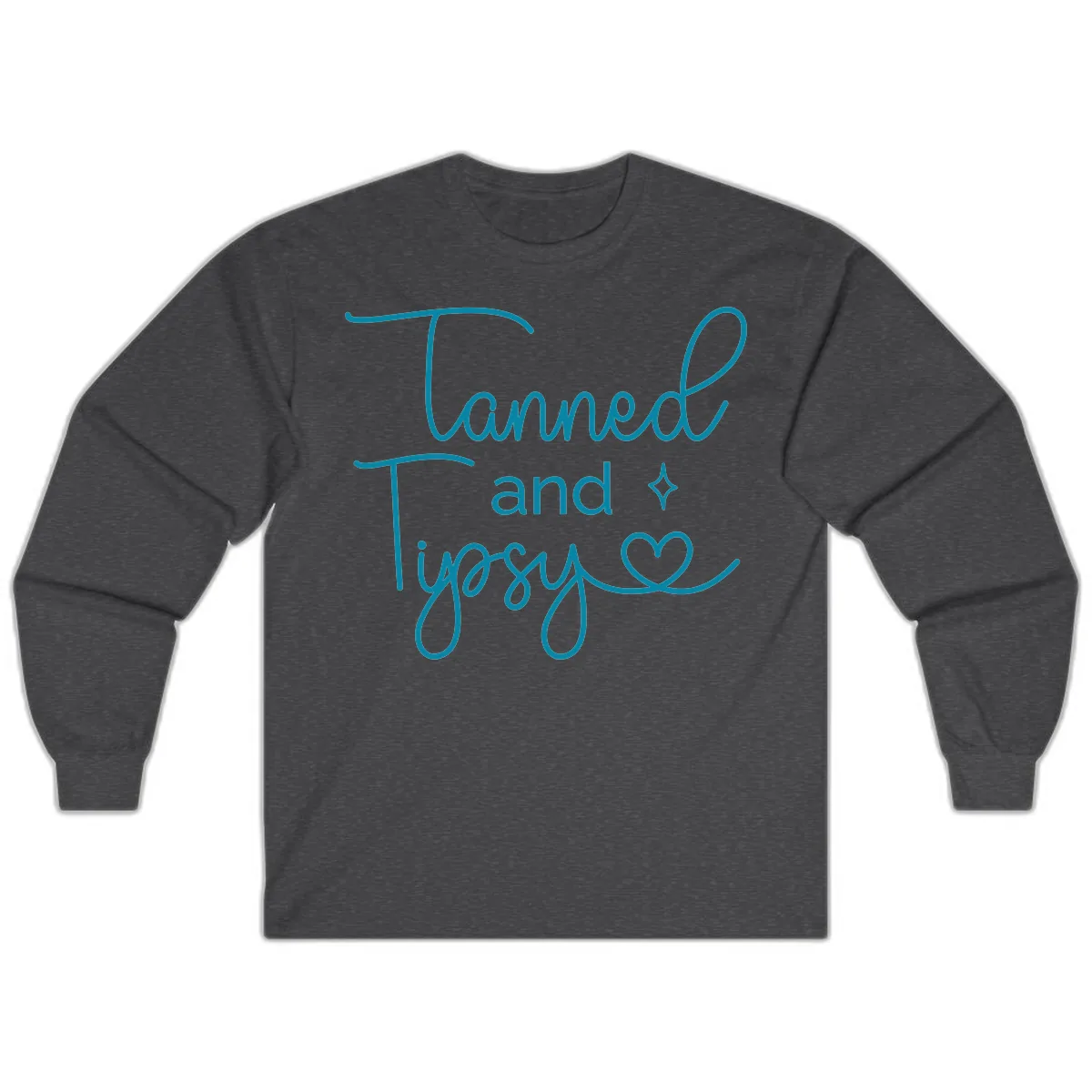 Tanned and Tipsy Lake Vibes Long Sleeve in Dark Heather