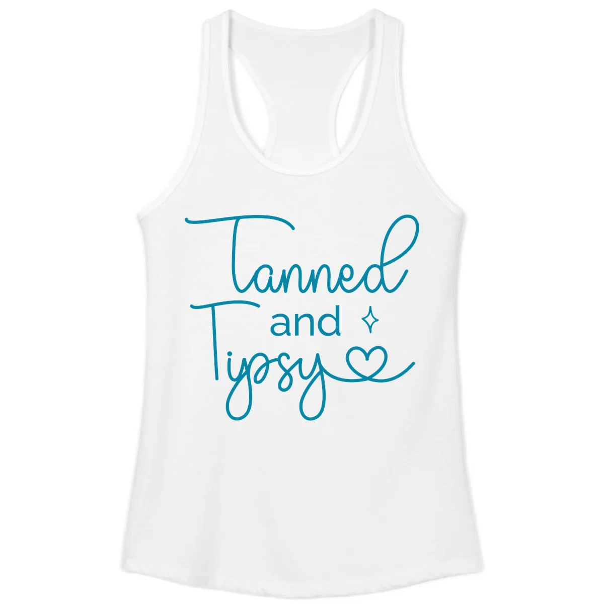 Tanned and Tipsy Lake Vibes Ladies Tank in White