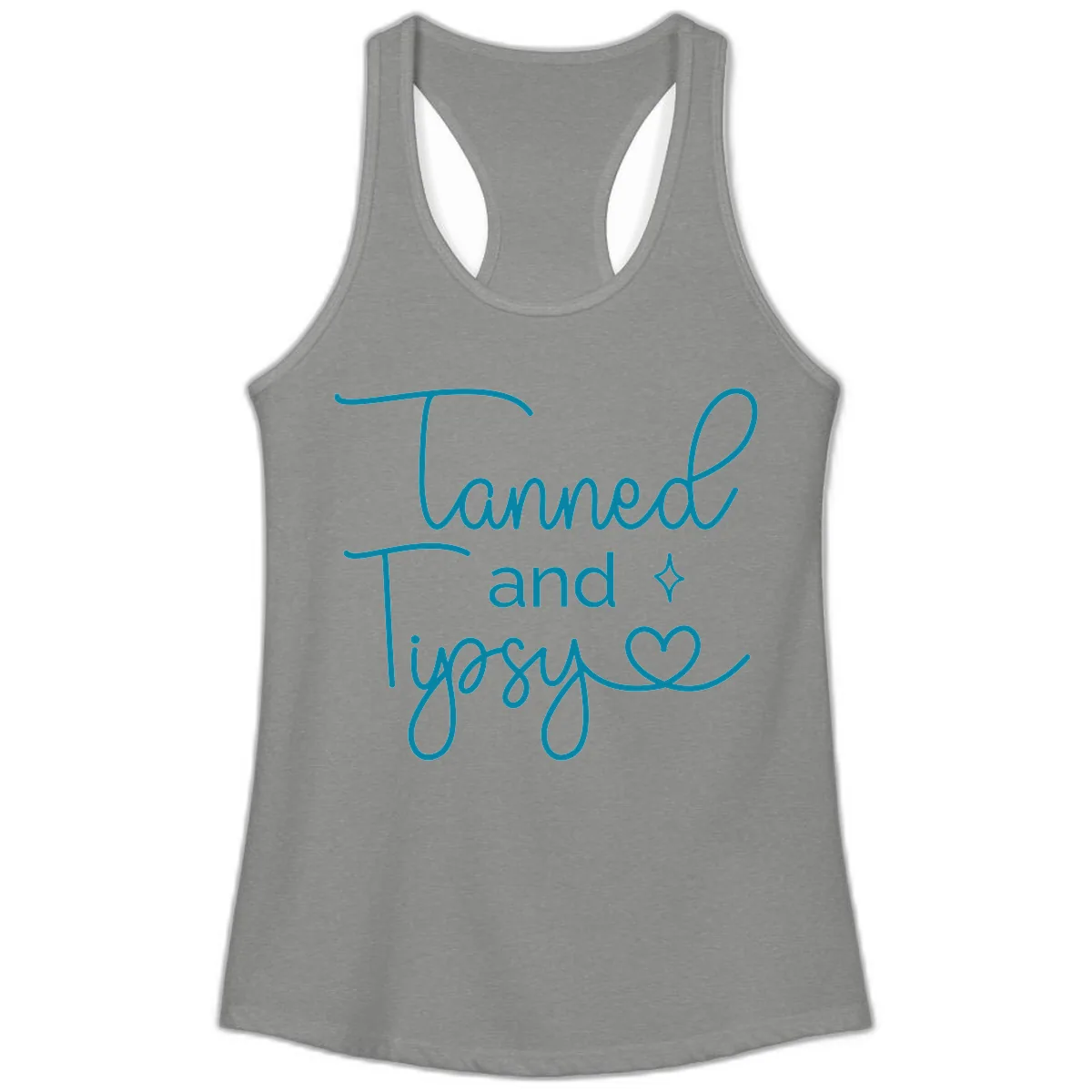Tanned and Tipsy Lake Vibes Ladies Tank in Heather Grey