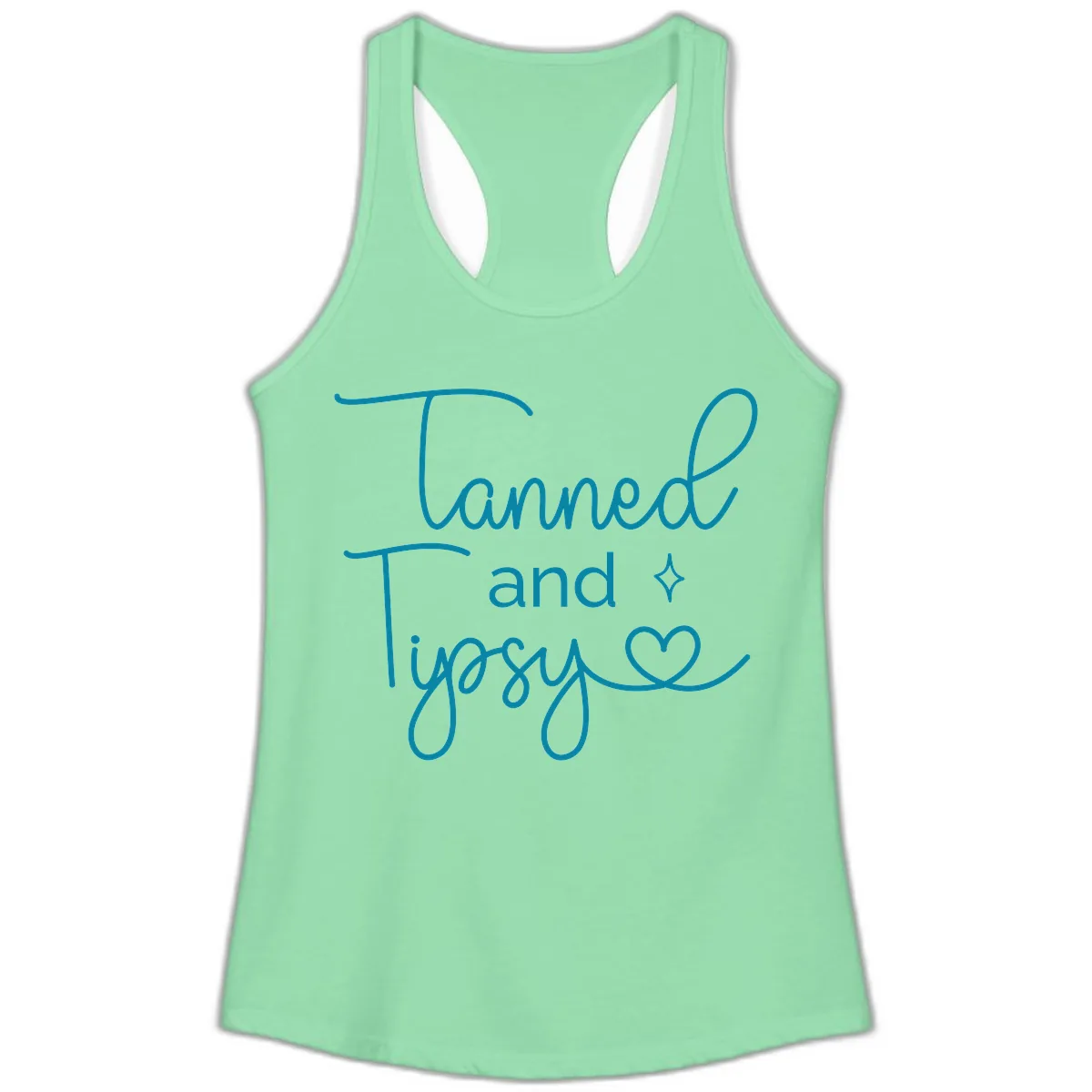 Tanned and Tipsy Lake Vibes Ladies Tank in Solid Mint