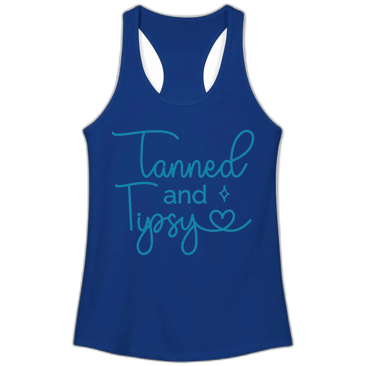 Tanned and Tipsy Lake Vibes Ladies Tank in Solid Royal
