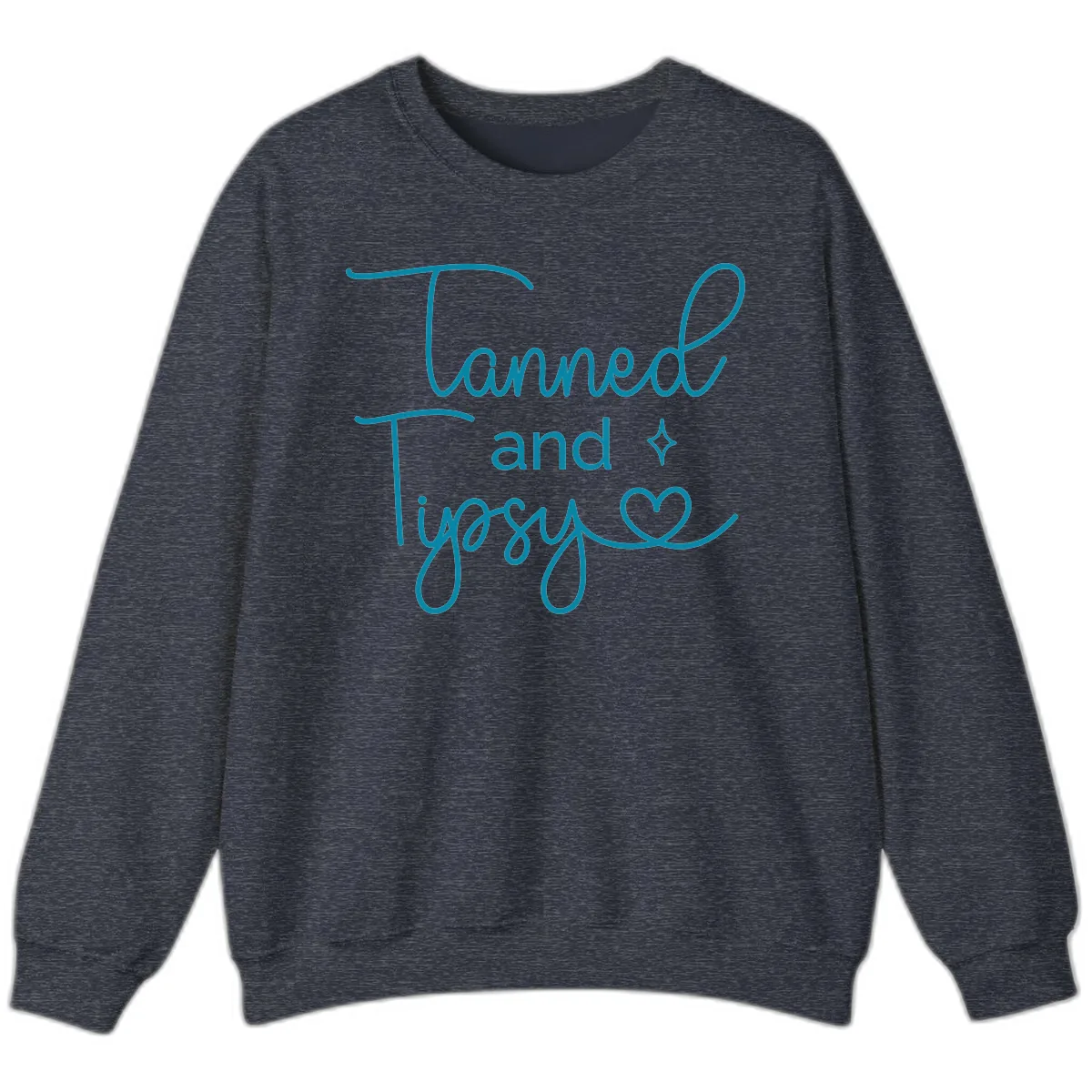 Tanned and Tipsy Lake Vibes Sweatshirt in Heather Sport Dark Navy