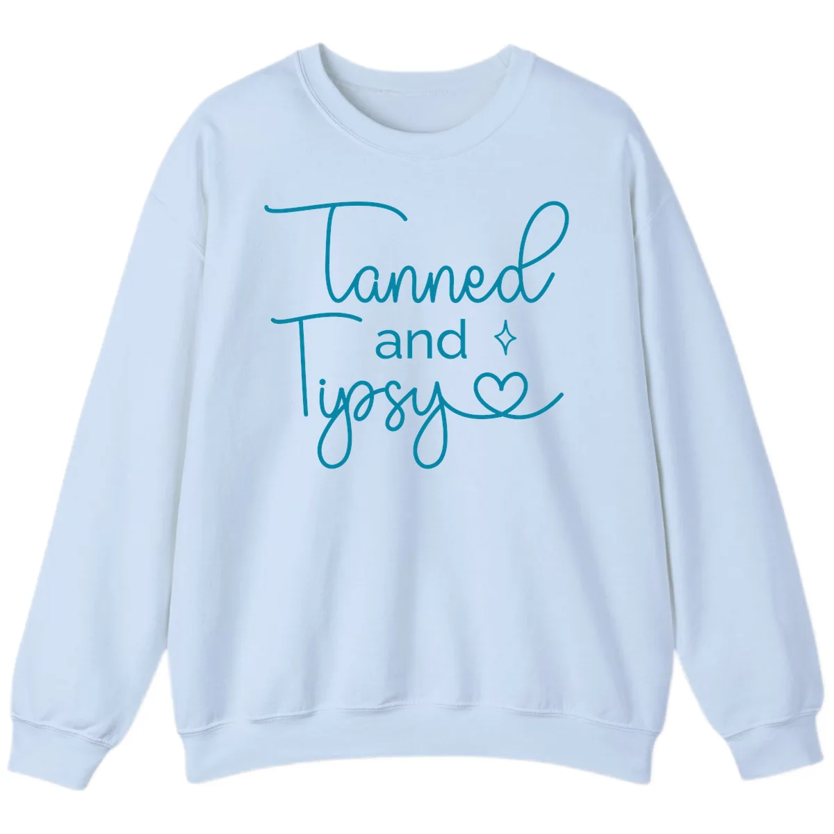 Tanned and Tipsy Lake Vibes Sweatshirt in Light Blue