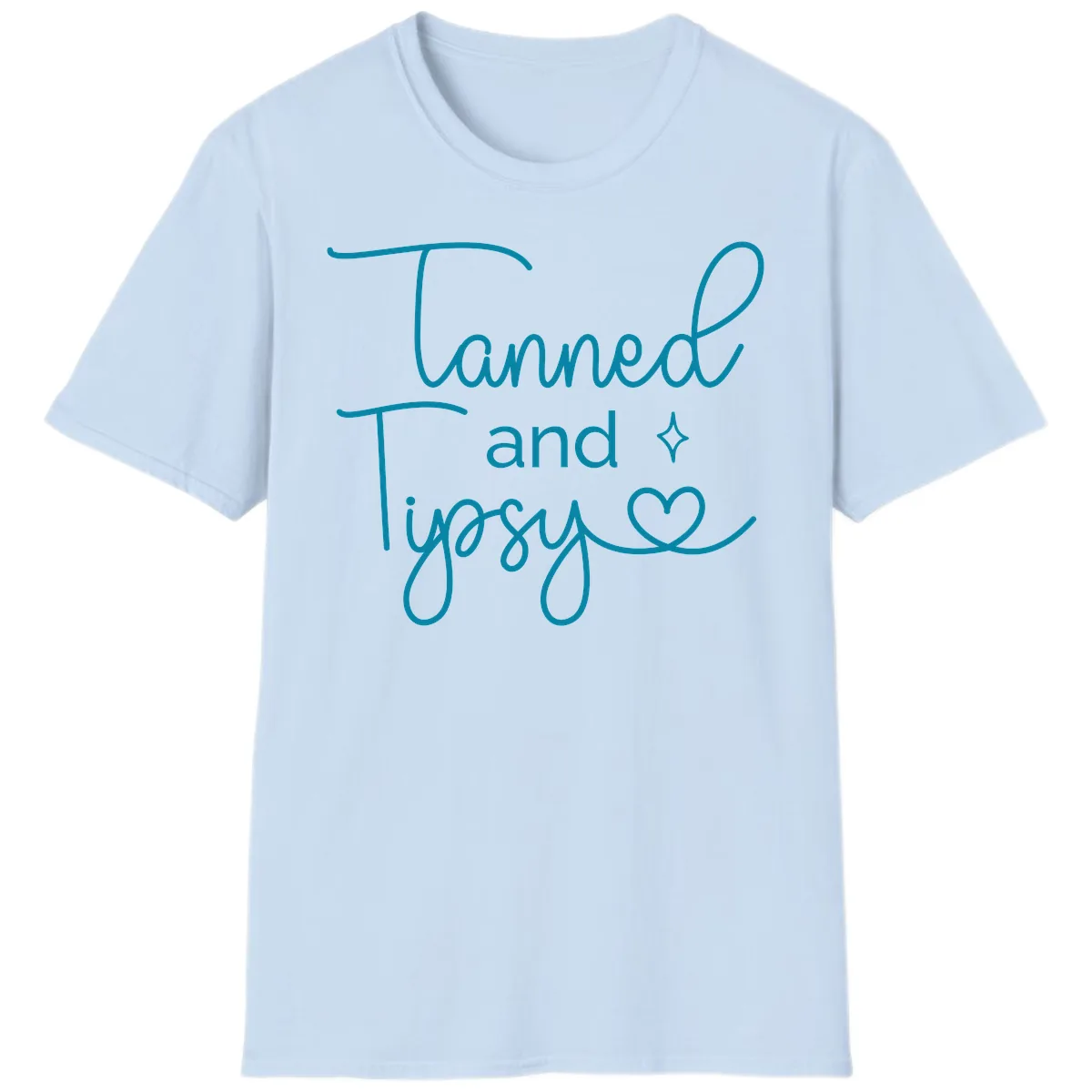 Tanned and Tipsy Lake Vibes T-Shirt in Light Blue