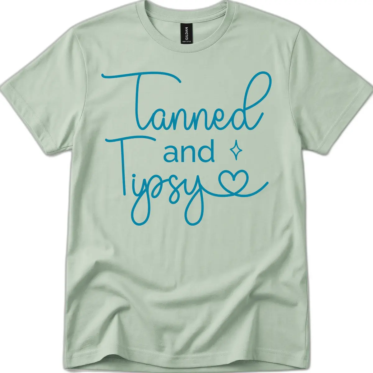 Tanned and Tipsy Lake Vibes T-Shirt in Sage