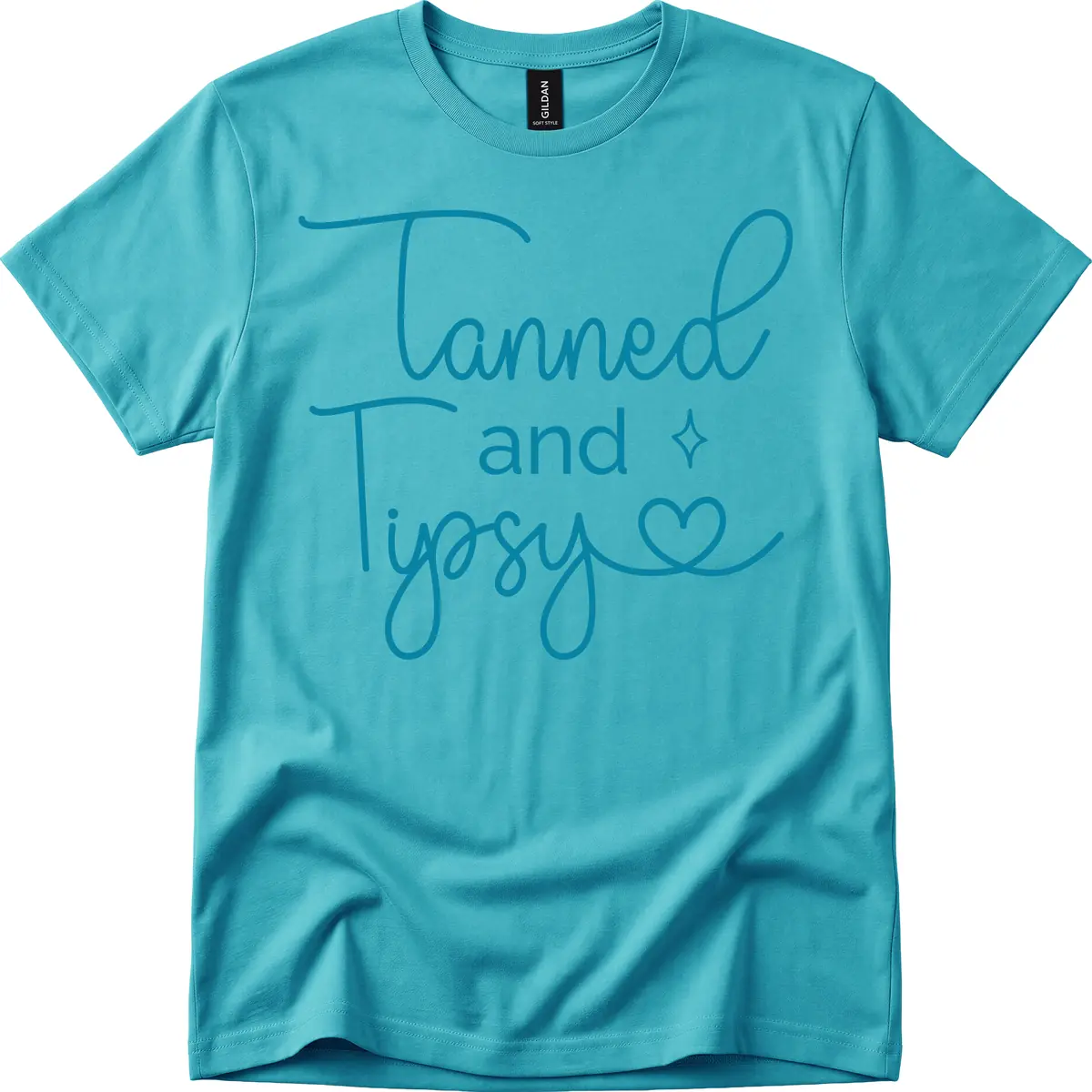 Tanned and Tipsy Lake Vibes T-Shirt in Tropical Blue
