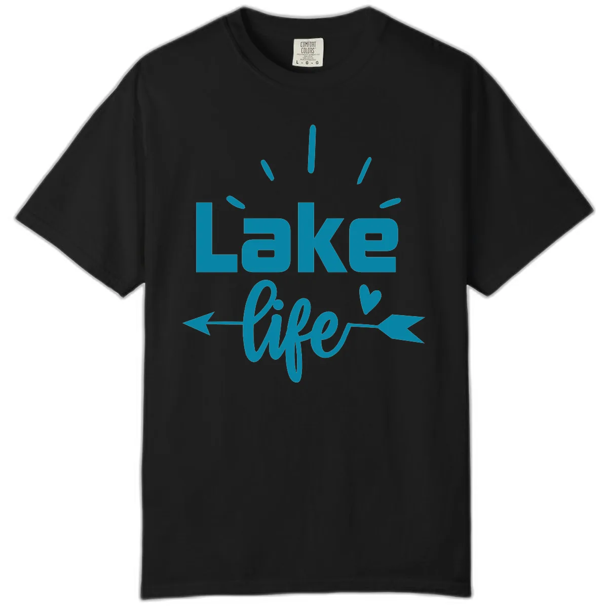 Lake Life Arrow Heart Design Comfort Color in Black