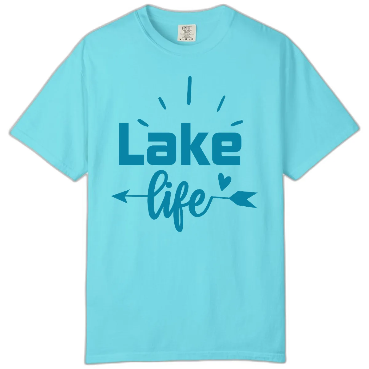 Lake Life Arrow Heart Design Comfort Color in Lagoon Blue