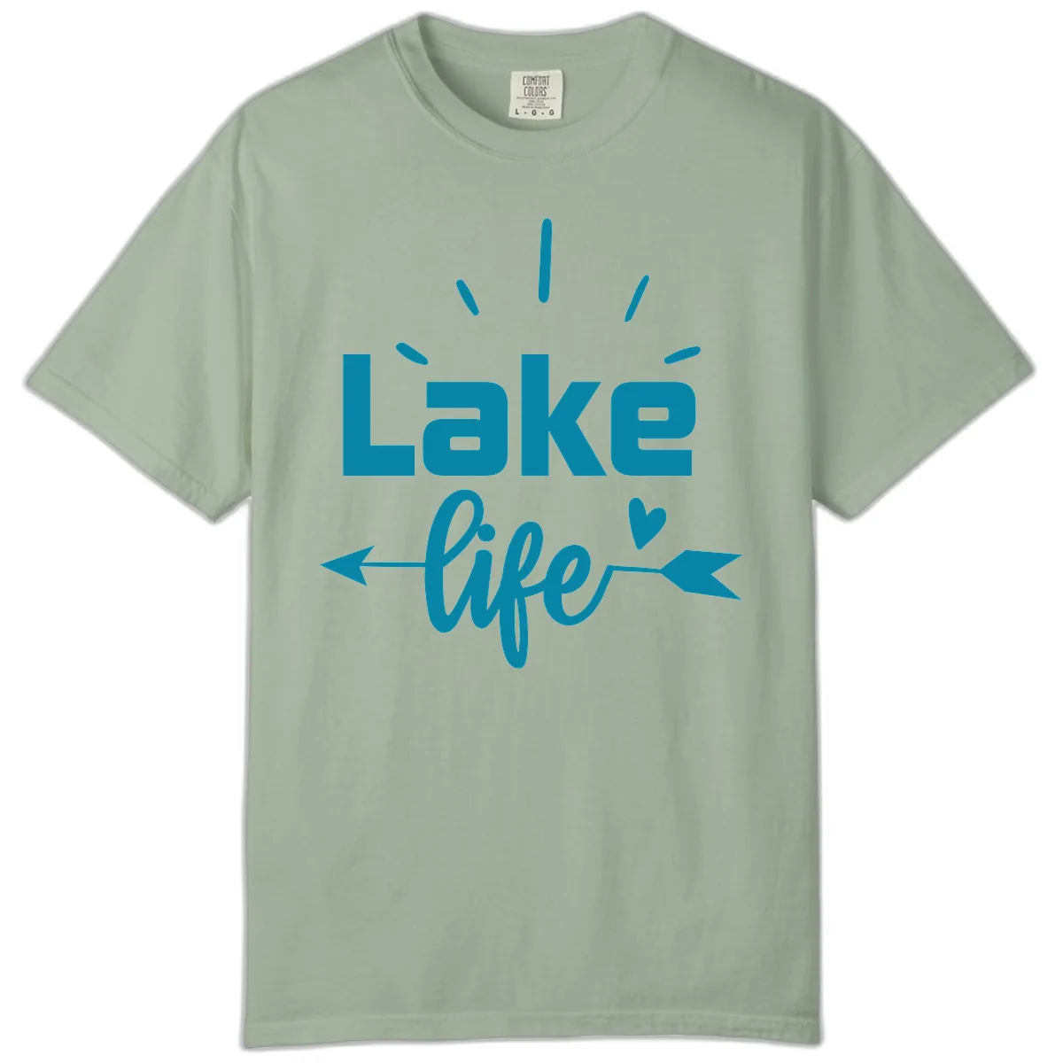 Lake Life Arrow Heart Design Comfort Color in Bay
