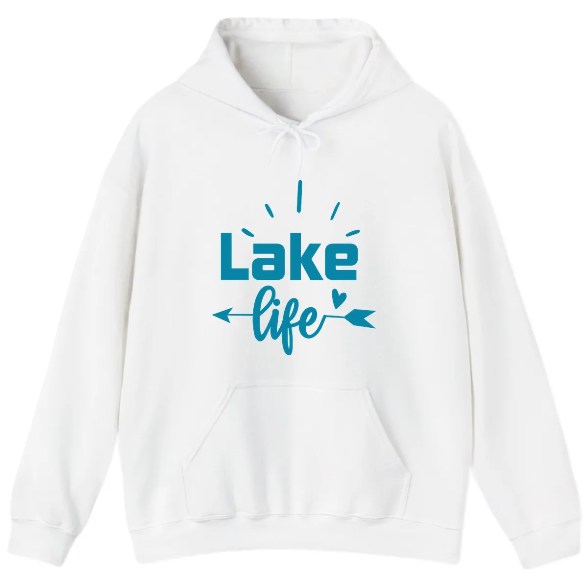 Lake Life Arrow Heart Design Hoodie in White