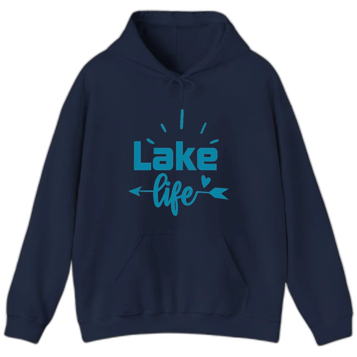 Lake Life Arrow Heart Design Hoodie in Navy