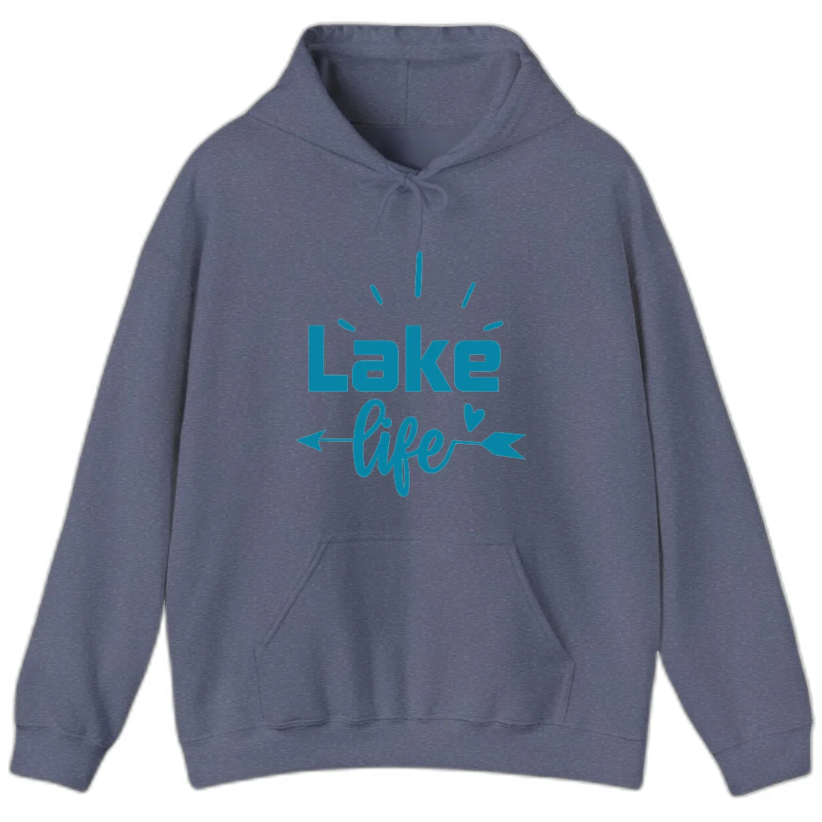 Lake Life Arrow Heart Design Hoodie in Heather Navy