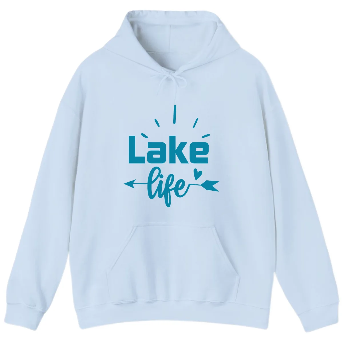 Lake Life Arrow Heart Design Hoodie in Light Blue