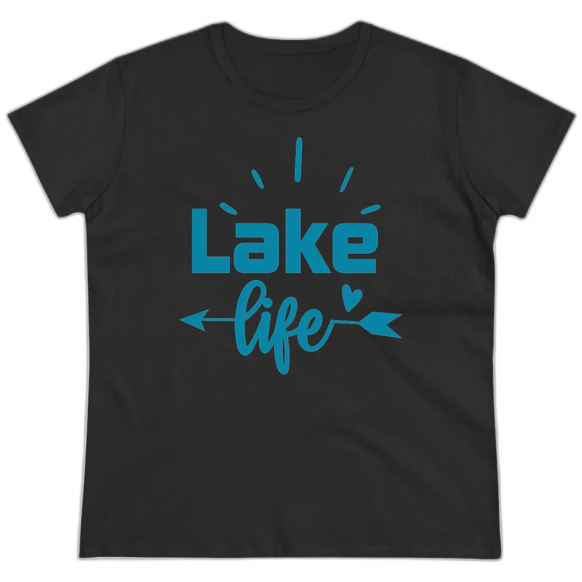 Lake Life Arrow Heart Design Ladies Tee in Black