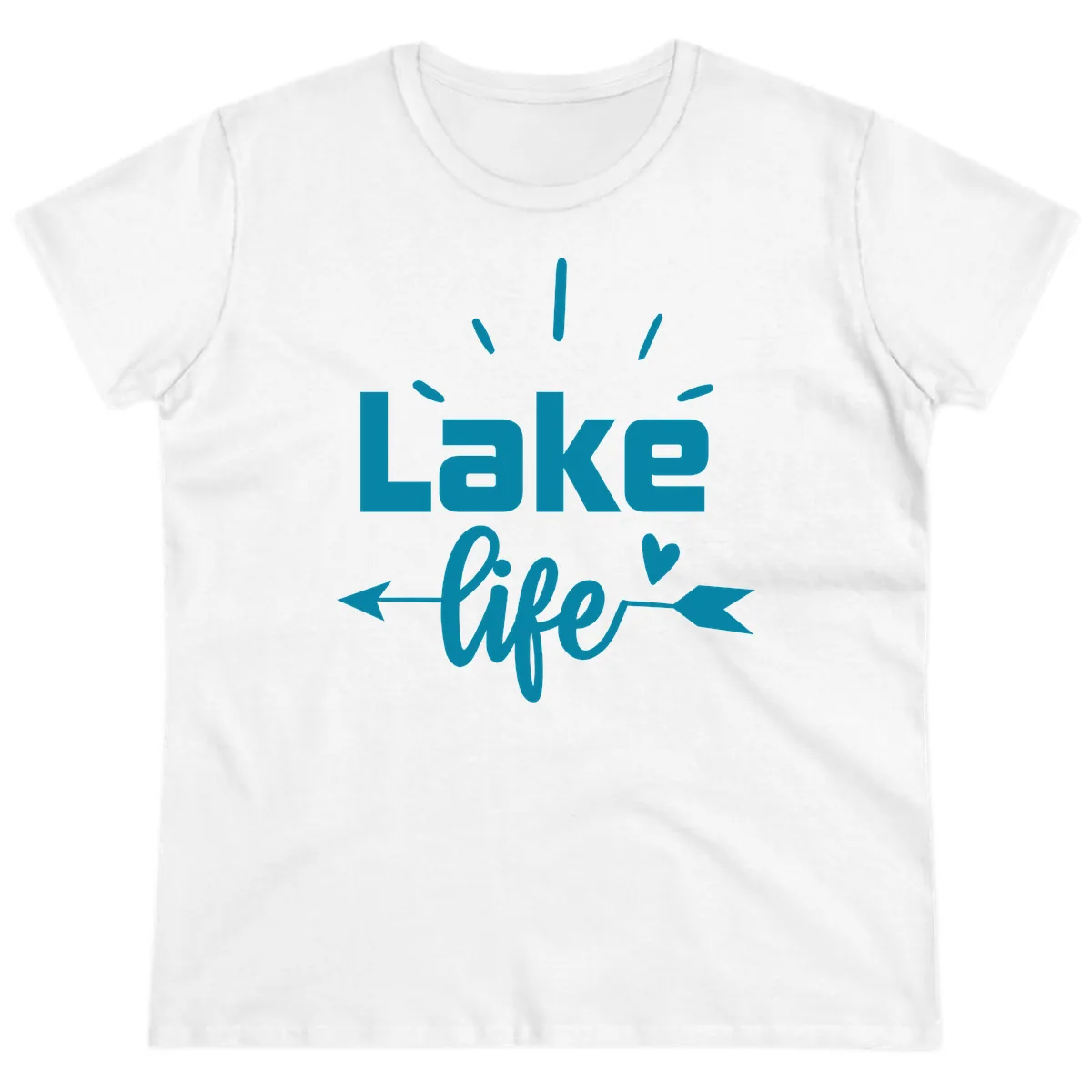 Lake Life Arrow Heart Design Ladies Tee in White